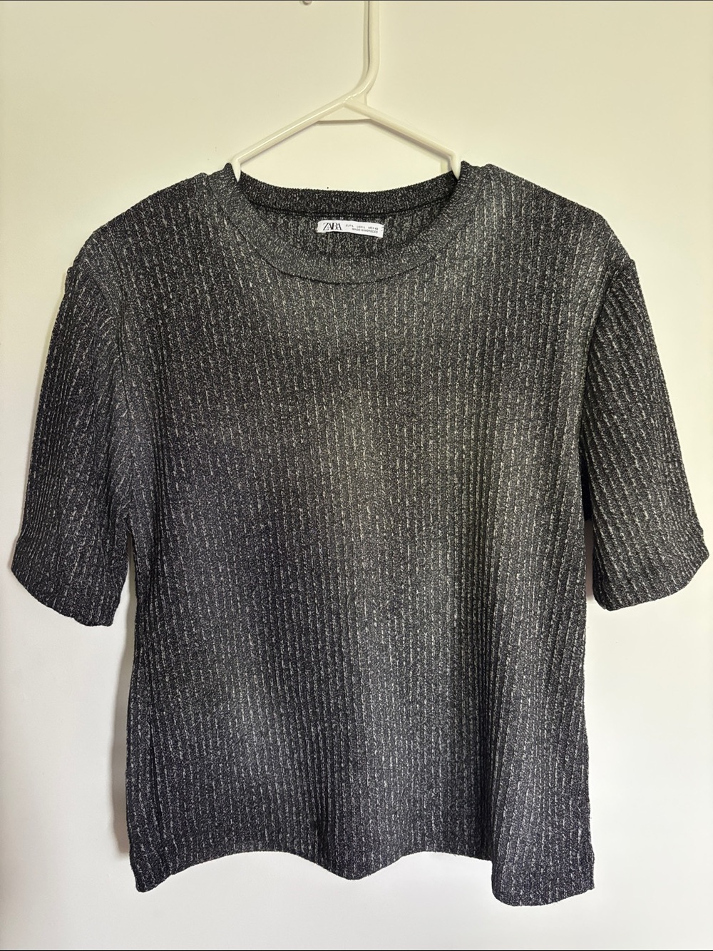 Zara Short Sleeve Top - Charcoal Silver